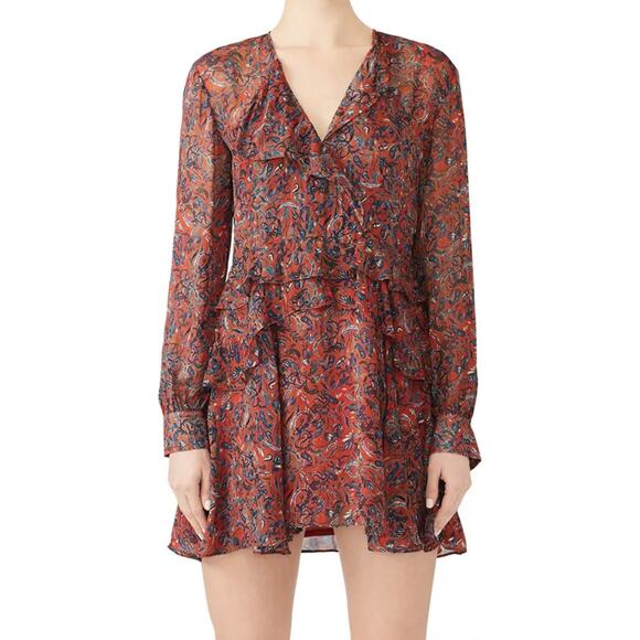 IRO Rust Floral Honess Dress Fr 36 US 4 - Picture 1 of 11